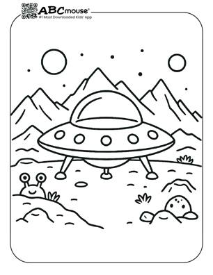 Free printable spaceship coloring page for kids from ABCmouse.com. 
