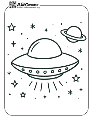 Free printable spaceship coloring page for kids from ABCmouse.com. 