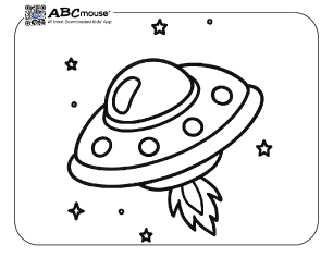 Free printable spaceship coloring page for kids from ABCmouse.com. 