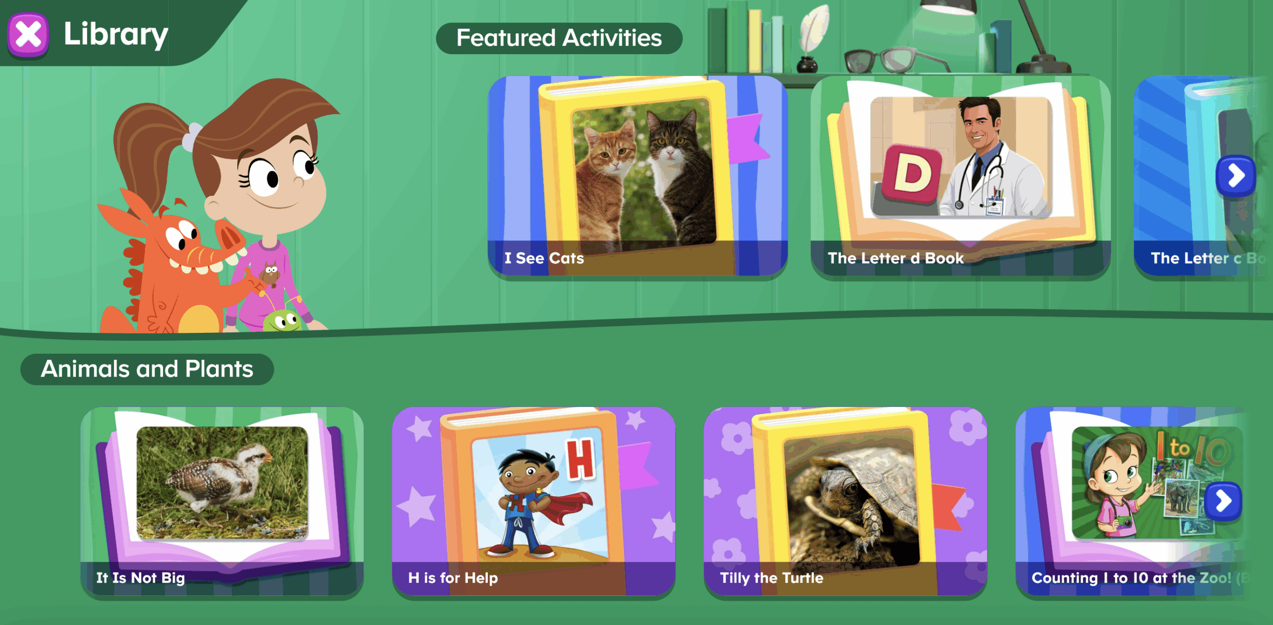 ABCmouse extensive digital library with read aloud books for young children. 
