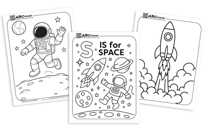 Free printable space coloring pages for kids from ABCmouse.com. 