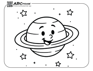 Planet with a ring coloring page for kids from ABCmouse.com. 
