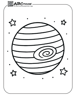 Simple planet in space coloring page for kids from ABCmouse.com. 