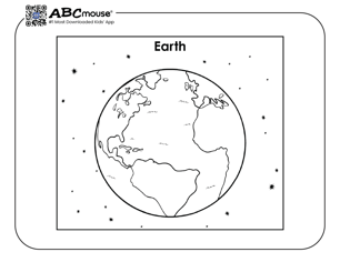 Planet earth coloring page for kids from ABCmouse.com. 