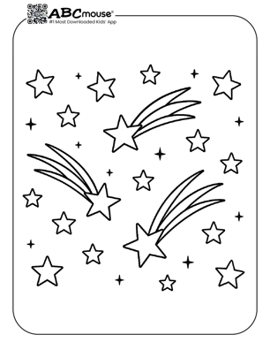 Shooting stars colorng page for kids from ABCmouse.com. 