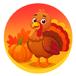 Cute Thanksgiving cartoon icon.