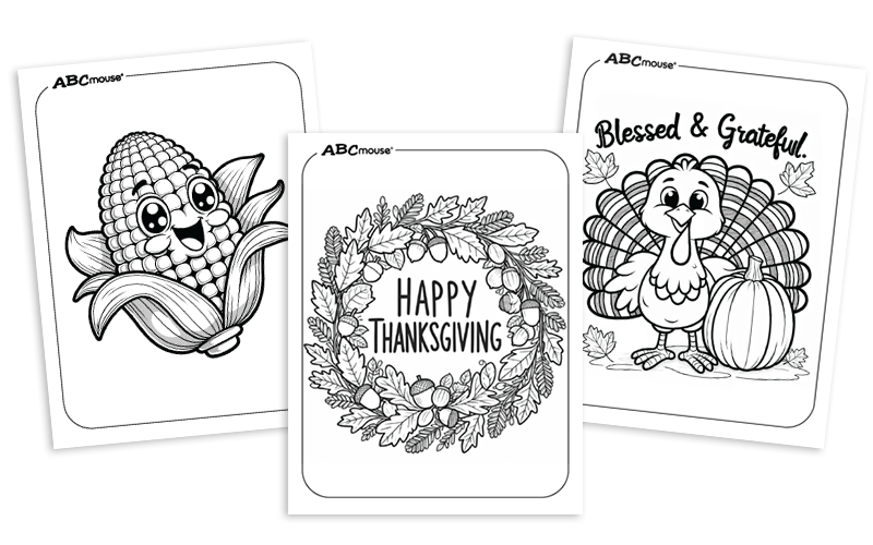 Free printable Thanksgiving coloring pages for kids from ABCmouse.com. 
