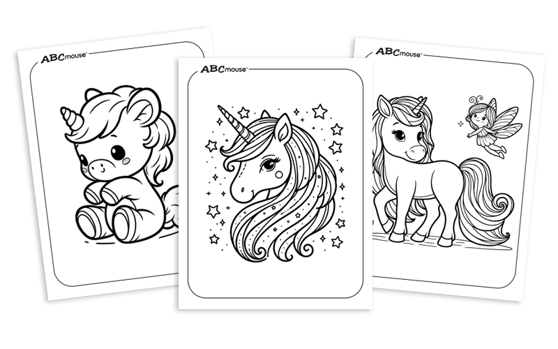 Free printable unicorn coloring pages for kids from ABCmouse.com. 