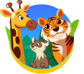 Cute zoo animals cartoon icon.