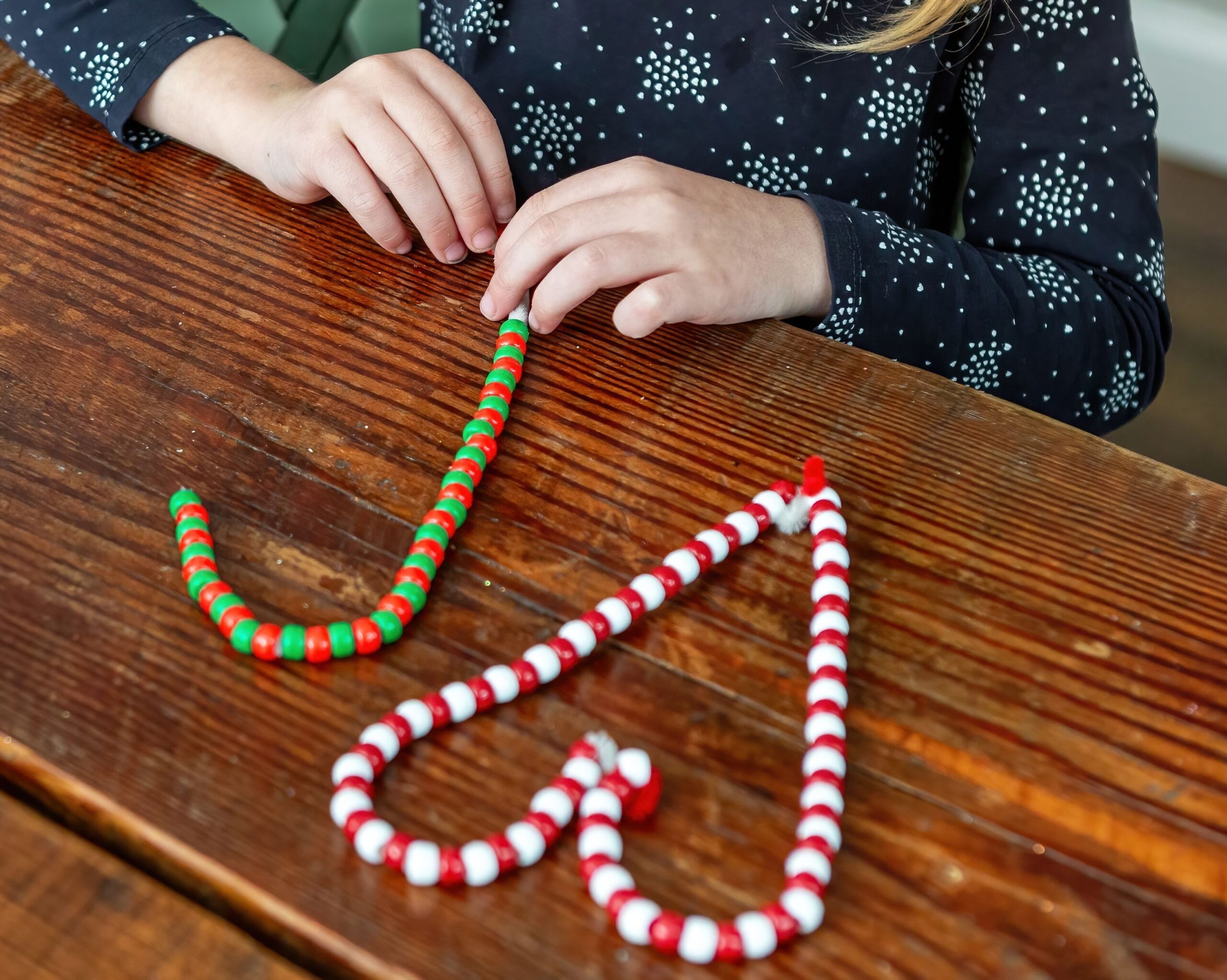 Fun beaded Christmas ornament craft for kids to make. 