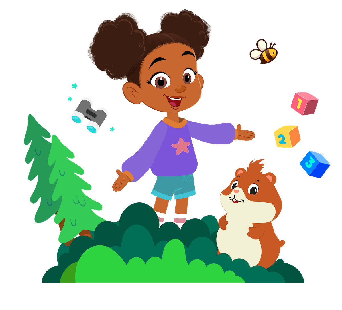 Child exploring nature and learning through ABCmouse educational activities featuring numbers, animals, and hands-on discovery.