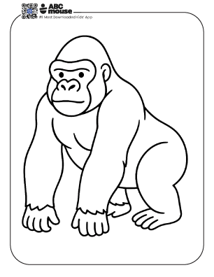 Free printable gorilla coloring page for kids from ABCmouse.com. 