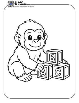 Free printable baby gorilla coloring page for kids from ABCmouse.com. 