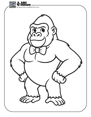 Free printable big proud gorilla coloring page for kids from ABCmouse.com. 