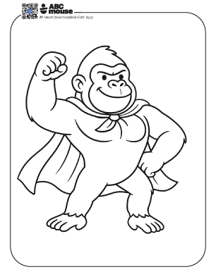 Free printable gorilla coloring page for kids from ABCmouse.com. 