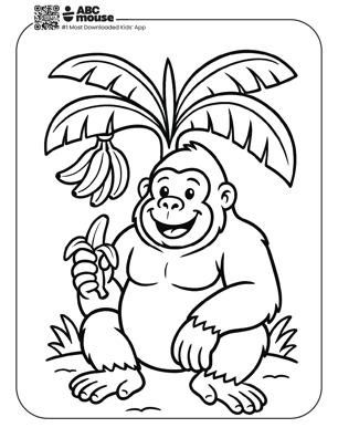 Free printable gorilla coloring page for kids from ABCmouse.com. 