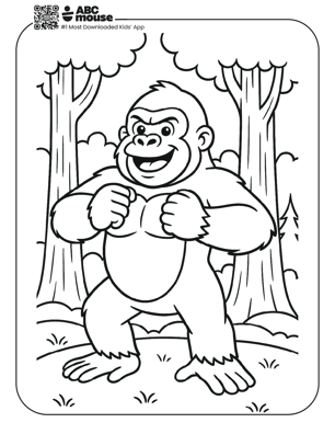 Free printable gorilla coloring page for kids from ABCmouse.com. 