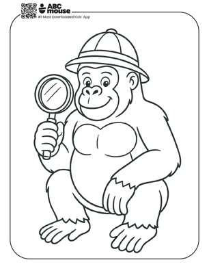 Free printable gorilla coloring page for kids from ABCmouse.com. 