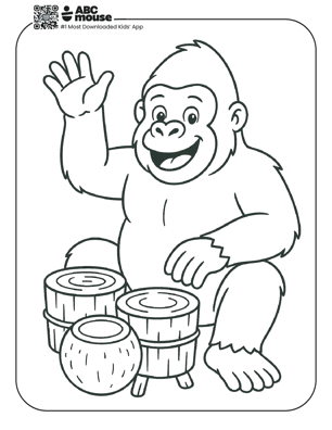 Free printable gorilla coloring page for kids from ABCmouse.com. 
