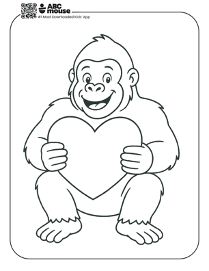 Free printable gorilla coloring page for kids from ABCmouse.com. 