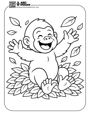 Free printable gorilla coloring page for kids from ABCmouse.com. 