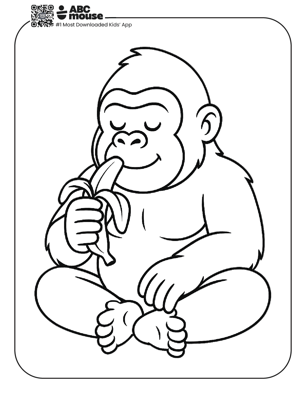 Free printable gorilla coloring page for kids from ABCmouse.com. 