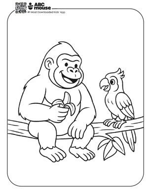 Free printable gorilla coloring page for kids from ABCmouse.com. 