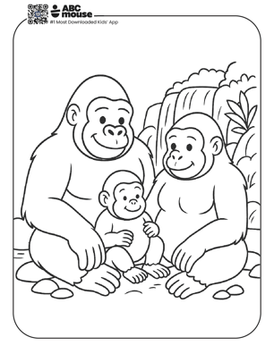 Free printable gorilla coloring page for kids from ABCmouse.com. 