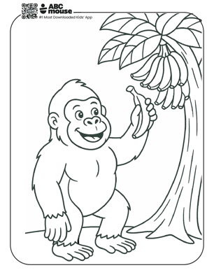 Free printable gorilla coloring page for kids from ABCmouse.com. 