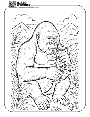 Free printable realistic gorilla coloring page for kids from ABCmouse.com. 