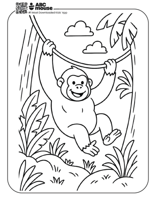 Free printable gorilla coloring page for kids from ABCmouse.com. 