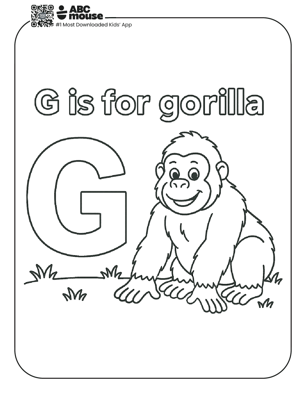 Free printable g is for gorilla coloring page for kids from ABCmouse.com. 