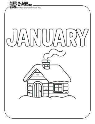 Free printable January themed coloring page for kids from ABCmouse.com. 