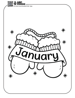 Free printable January themed coloring page for kids from ABCmouse.com. 