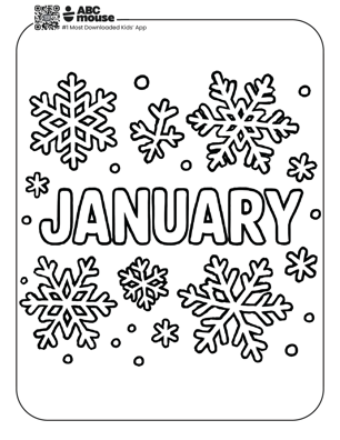 Free printable January themed coloring page for kids from ABCmouse.com. 