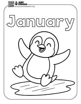 Free printable January themed coloring page for kids from ABCmouse.com. 