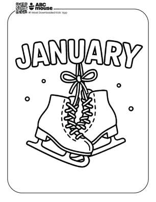 Free printable January themed coloring page for kids from ABCmouse.com. 