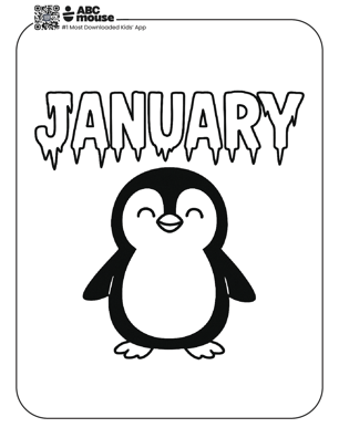 Free printable January themed coloring page for kids from ABCmouse.com. 