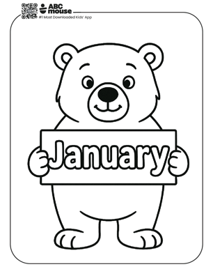 Free printable January themed coloring page for kids from ABCmouse.com. 