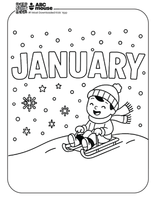Free printable January themed coloring page for kids from ABCmouse.com. 