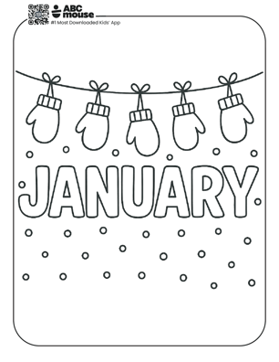 Free printable January themed coloring page for kids from ABCmouse.com. 
