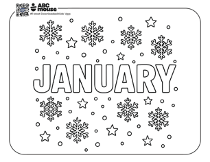 Free printable January themed coloring page for kids from ABCmouse.com. 