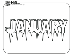 Free printable January themed coloring page for kids from ABCmouse.com. 