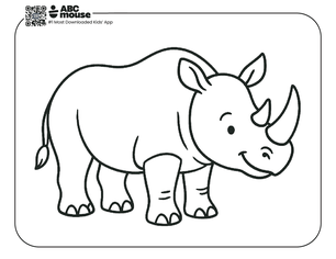 Free printable rhinoceros coloring page for kids from ABCmouse.com. 