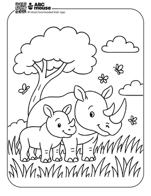 Free printable rhinoceros coloring page for kids from ABCmouse.com. 