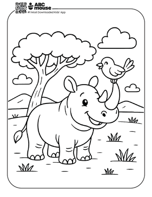 Free printable rhinoceros coloring page for kids from ABCmouse.com. 