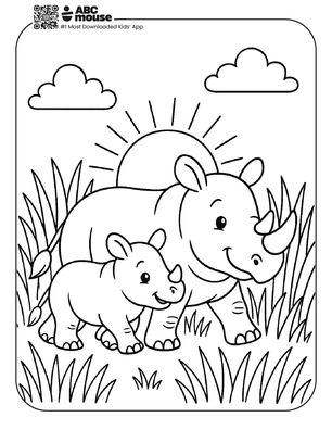 Free printable rhinoceros coloring page for kids from ABCmouse.com. 