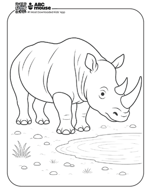 Free printable realistic rhinoceros coloring page for kids from ABCmouse.com. 