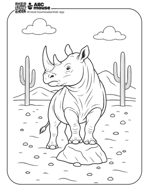 Free printable rhinoceros coloring page for kids from ABCmouse.com. 
