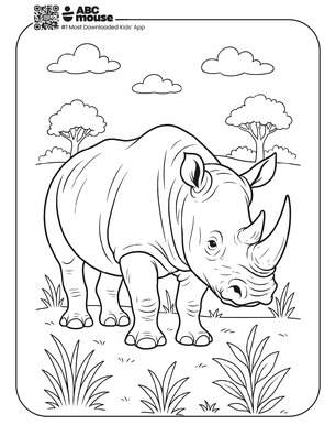 Free printable realistic rhinoceros coloring page for kids from ABCmouse.com. 
